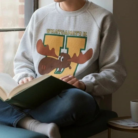 Vintage Bullwinkle Moose “Whatsamatta” University Pullover Sweater - Picture 1 of 6